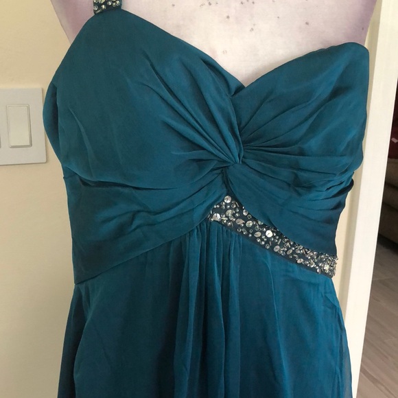Teal knee length chiffon - Picture 12 of 13